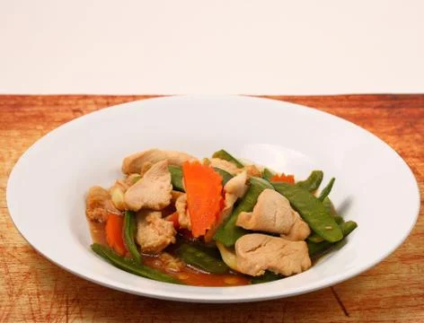 Thai chicken and string beans Stock Photos