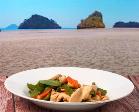 Thai chicken and string beans Stock Photos