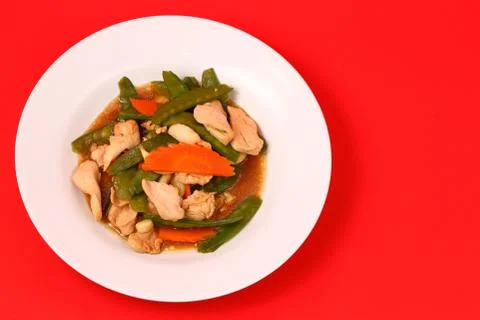 Thai chicken and string beans Stock Photos