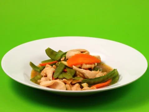 Thai chicken and string beans Stock Photos