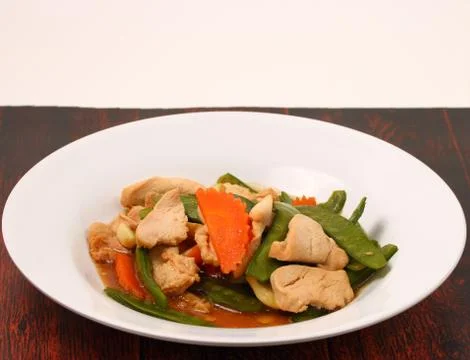 Thai chicken and string beans Stock-Fotos