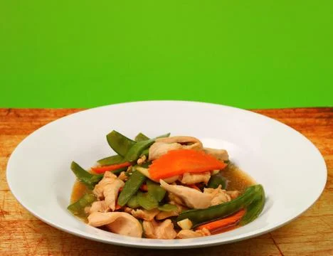Thai chicken and string beans Stock Photos