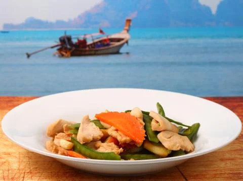 Thai chicken and string beans Stock Photos