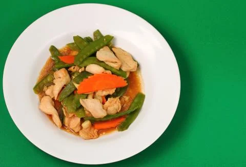 Thai chicken and string beans Stock Photos