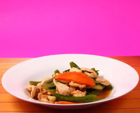 Thai chicken and string beans Stock Photos