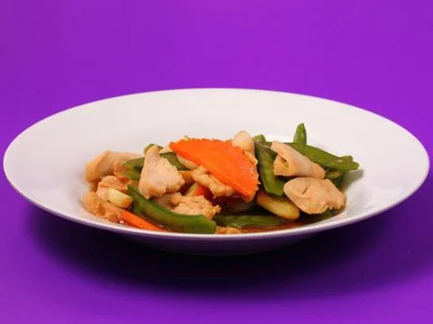 Thai chicken and string beans Stock Photos