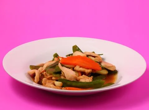 Thai chicken and string beans Stock Photos