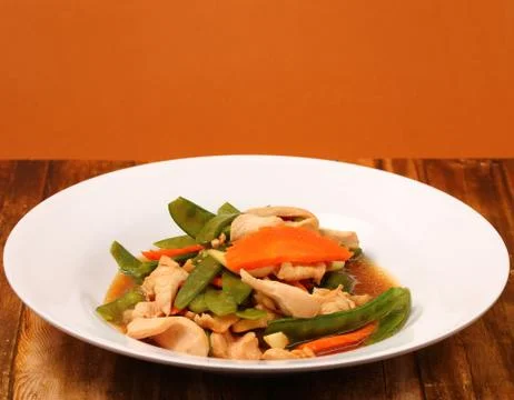 Thai chicken and string beans Stock Photos