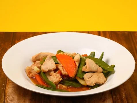 Thai chicken and string beans Stock Photos