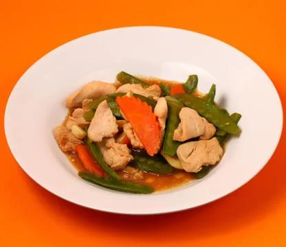 Thai chicken and string beans Stock Photos