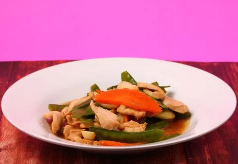 Thai chicken and string beans Stock Photos