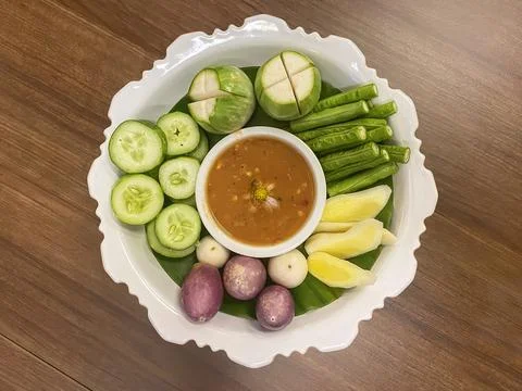 Thai chili paste vegetable set Fotos Stock