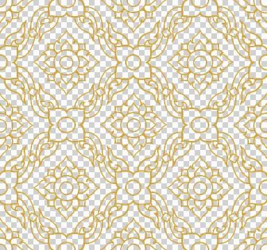 Thai Cloth Flower Pattern - Gold Stock Illustration