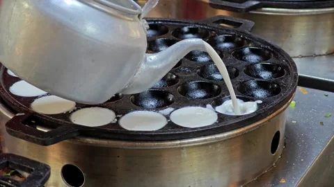 Thai coconut pudding, coconut rice pancake. Stock Footage 304406389
