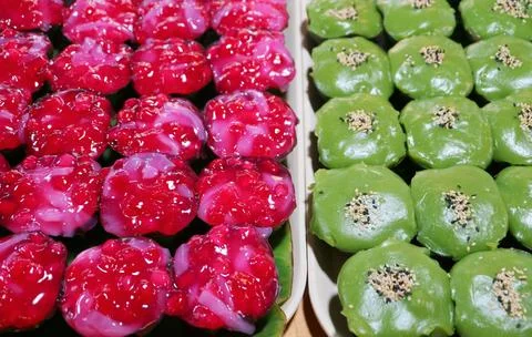 Thai Coconut Pudding with Two Layers Called Kanom Tako Stock Photos