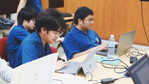 Thai Computer Engineering students working on their homework Stock-Footage 107372648