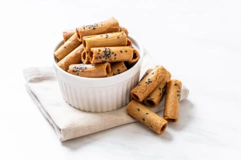 Thai crispy coconut roll Stock Photos