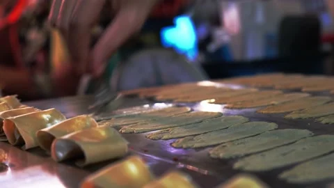 Thai Crispy Pancakes Stock Footage 152818034