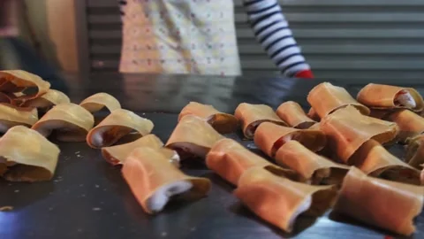 Thai Crispy Pancakes Stock Footage 152818127