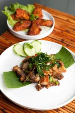 Thai Crispy Pork Meal Stock Photos