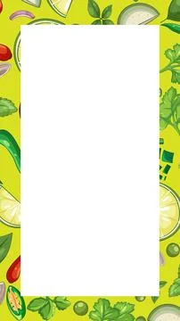 Thai Cuisine Ingredients Vector Border with Central Copy Space Stock Illustration