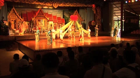 Thai Culture Show With Dancing Stock Footage