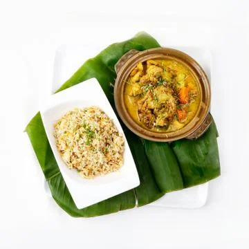 Thai Curry with Fried Rice, Authentic Thai Fried Rice, Thai cuisine Stock Photos