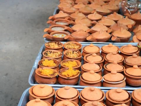 Thai custard cake in pot. Stock Photos