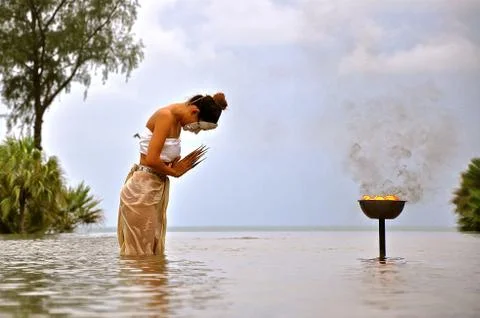 Thai dancer in water dance. Foto stock