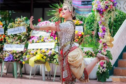 Thai dancing funeral Stock Photos