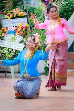 Thai dancing funeral Stock Photos