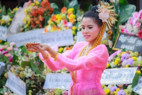 Thai dancing funeral Stock Photos