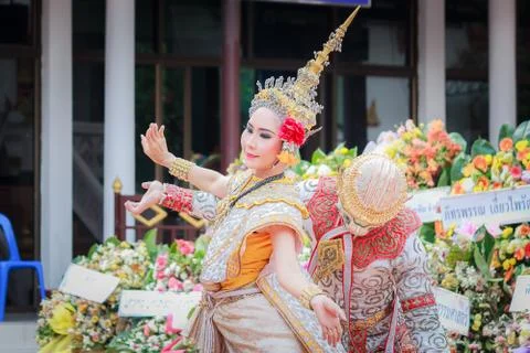 Thai dancing funeral Stock Photos