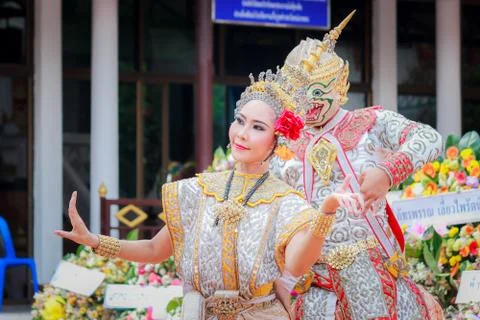 Thai dancing funeral Stock Photos