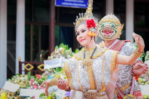 Thai dancing funeral Stock Photos