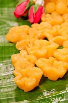 Thai dessert ,thai sweets on the leaf Foto stock