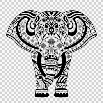 Thai elephant Authentic, Thai Fabric Patterns Stock Illustration