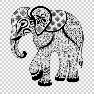 Thai elephant Authentic Thai Fabric Patterns Stock Illustration