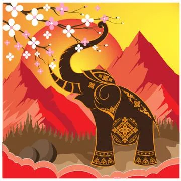 Thai elephant  Poster Advertisement Flayers Vector Illustration Stock Illustration