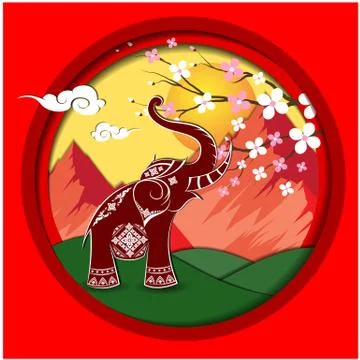 Thai elephant  Poster Advertisement Flayers Vector Illustration Stock Illustration