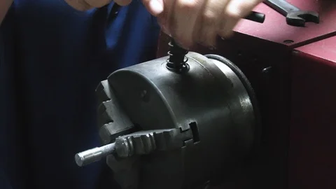 Thai engineer student secure a steel to metal lathe Stock-Footage 98201026