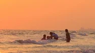 Thai Family Spending Holiday Time On Sea Beach Stock Footage