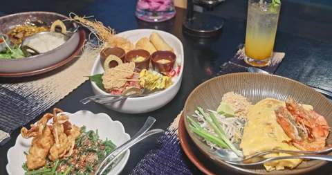 Thai Fine Dining Gourmet Dishes Stock Footage 344881753