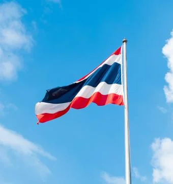 Thai flag at blue sky with cloud Stock Photos