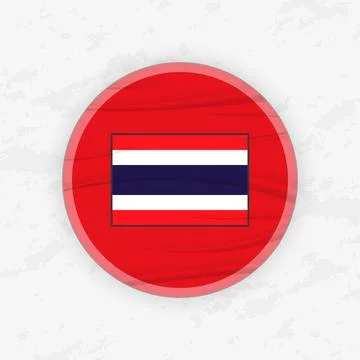Thai Flag in a Circular Emblem Design, Abstract Round Sticker Illustration. Stock Illustration