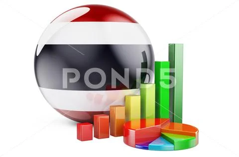 Thai Flag With Growth Bar Graph And Pie Chart. Business, Finance ...