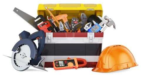 Thai flag painted on the toolbox. Service, repair and construction in Thailan Ilustración de archivo