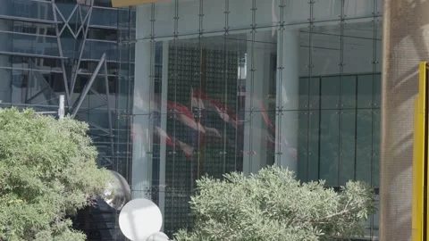 Thai flag reflection on glass facade of a skyscraper Stock Footage 245008476