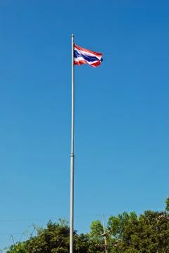 The thai flag stand in front of school Stock Photos