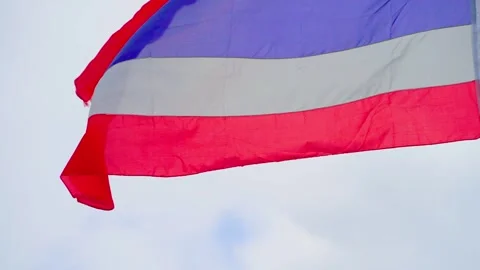 The Thai flag is under the blue sky Stock Footage 313343701